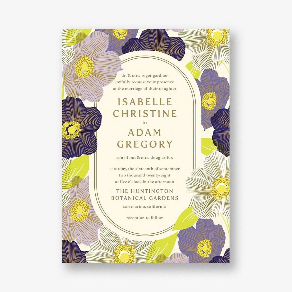 Anemone Plum Wedding Invitation