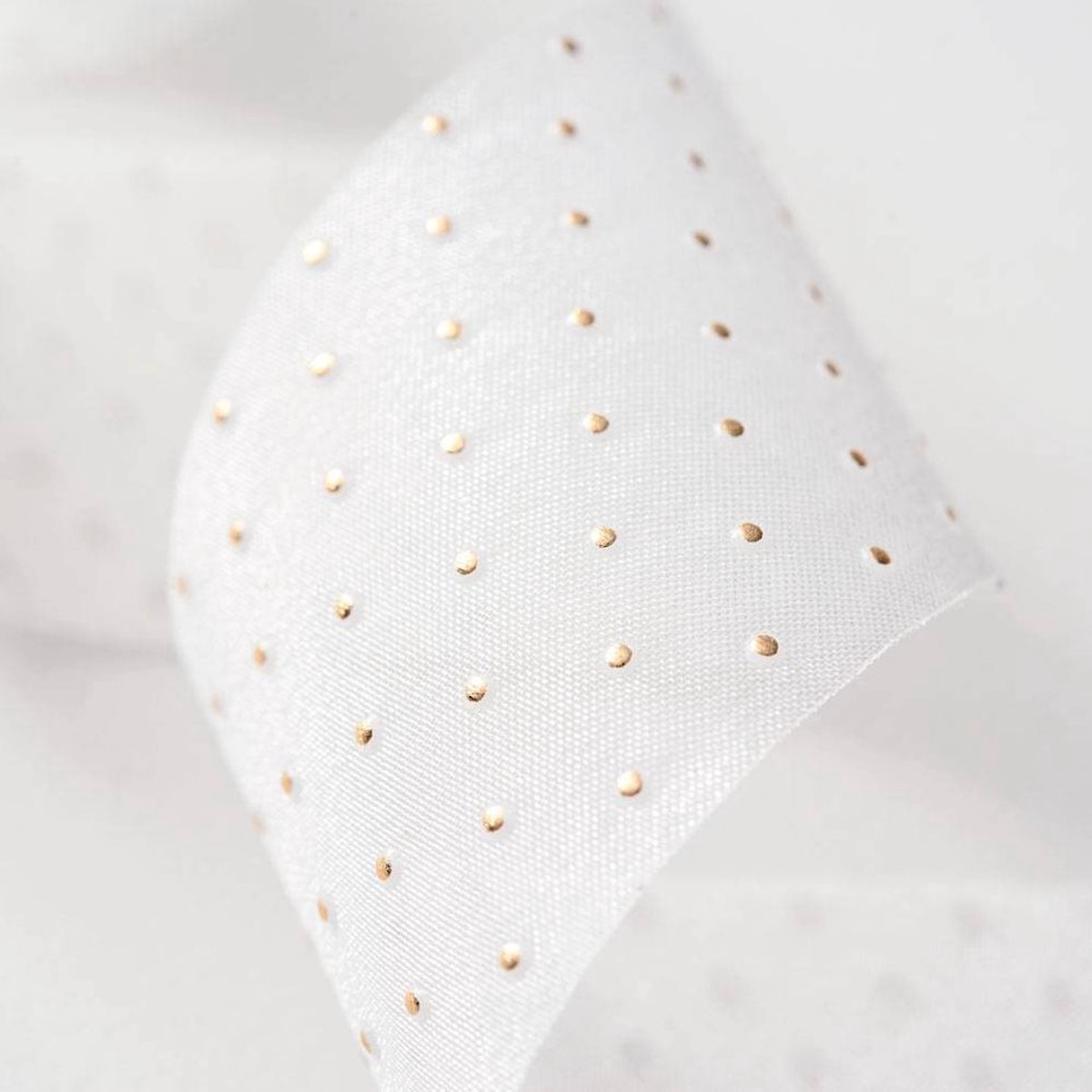 Crystal Sheer with Gold Dots 1.5" 10yds