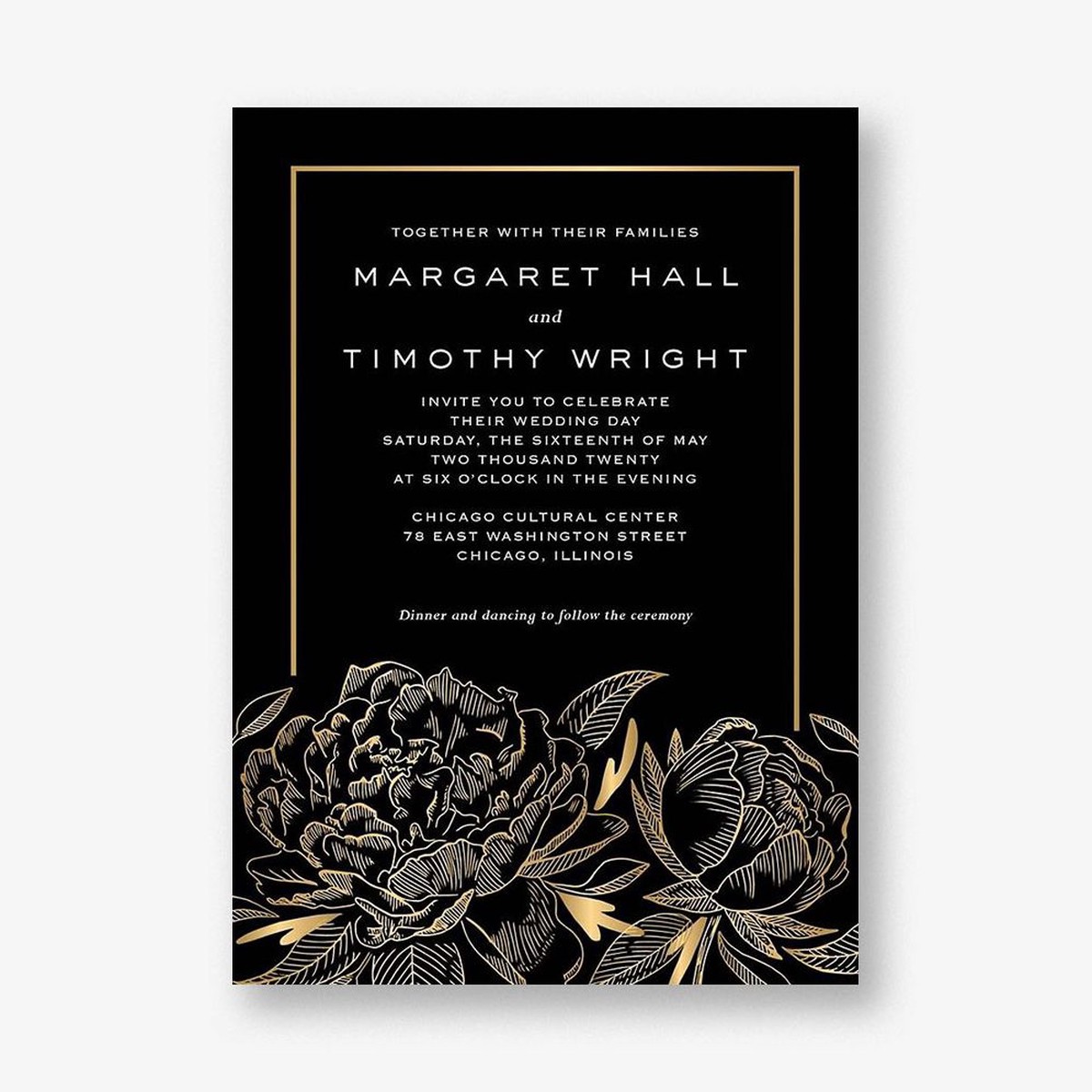 Gilded Peony Wedding Invitation
