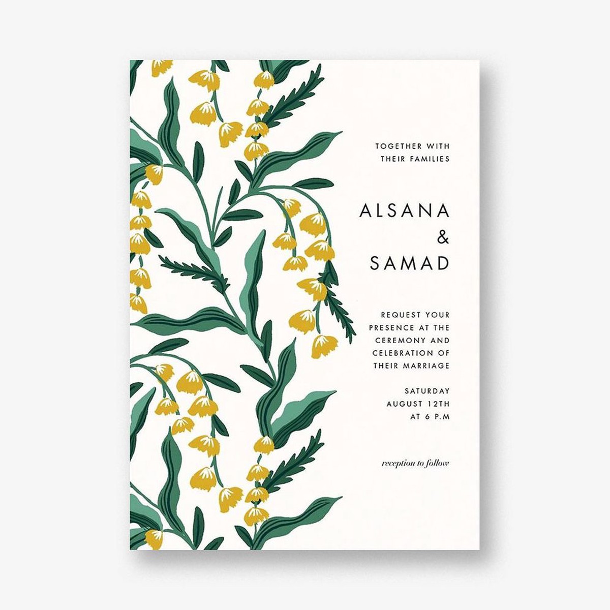 Golden Lily of the Valley Wedding Invitation