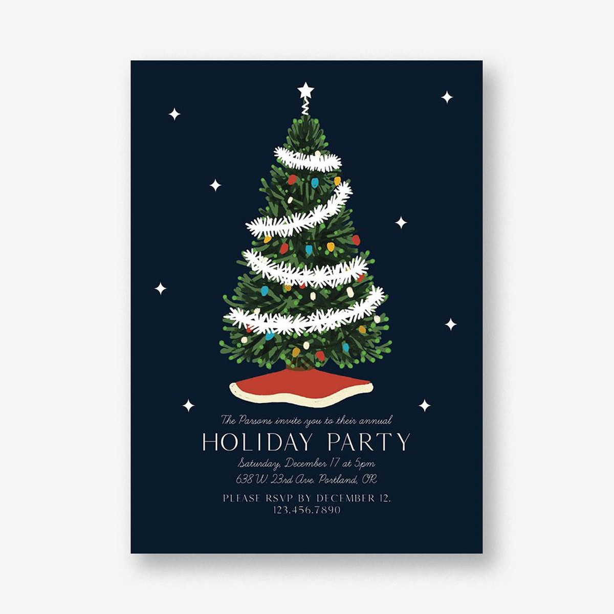 Tinsel Tree Holiday Invitation