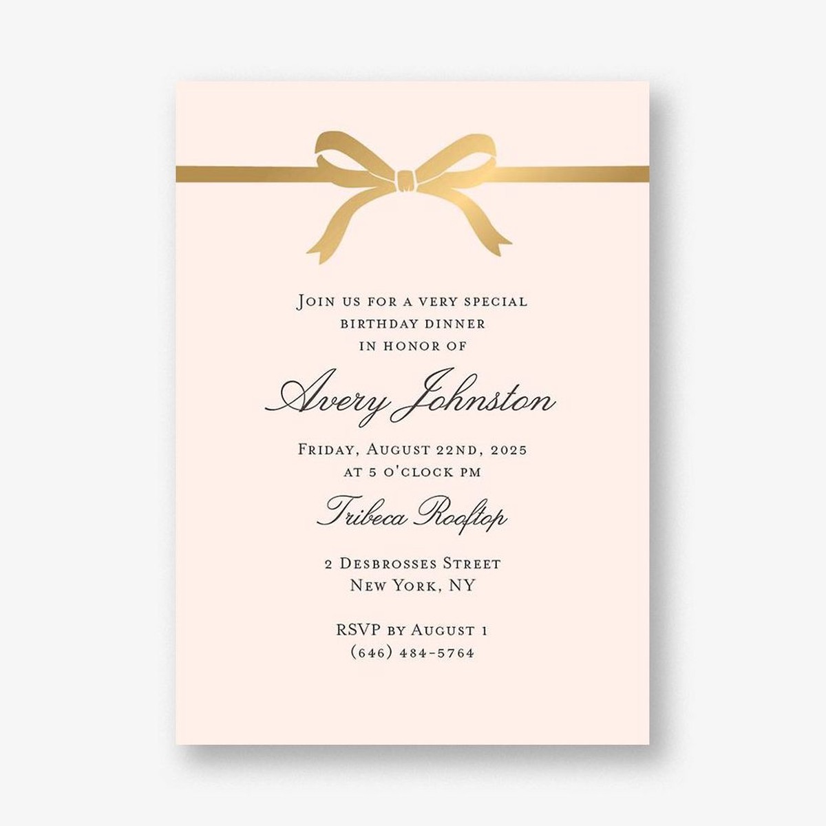 Bow Birthday Party Invitation