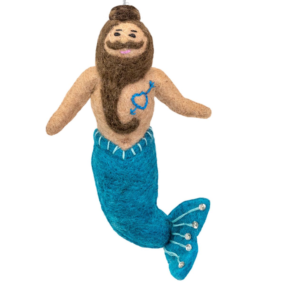 Handmade Wool Felt Merman Ornament