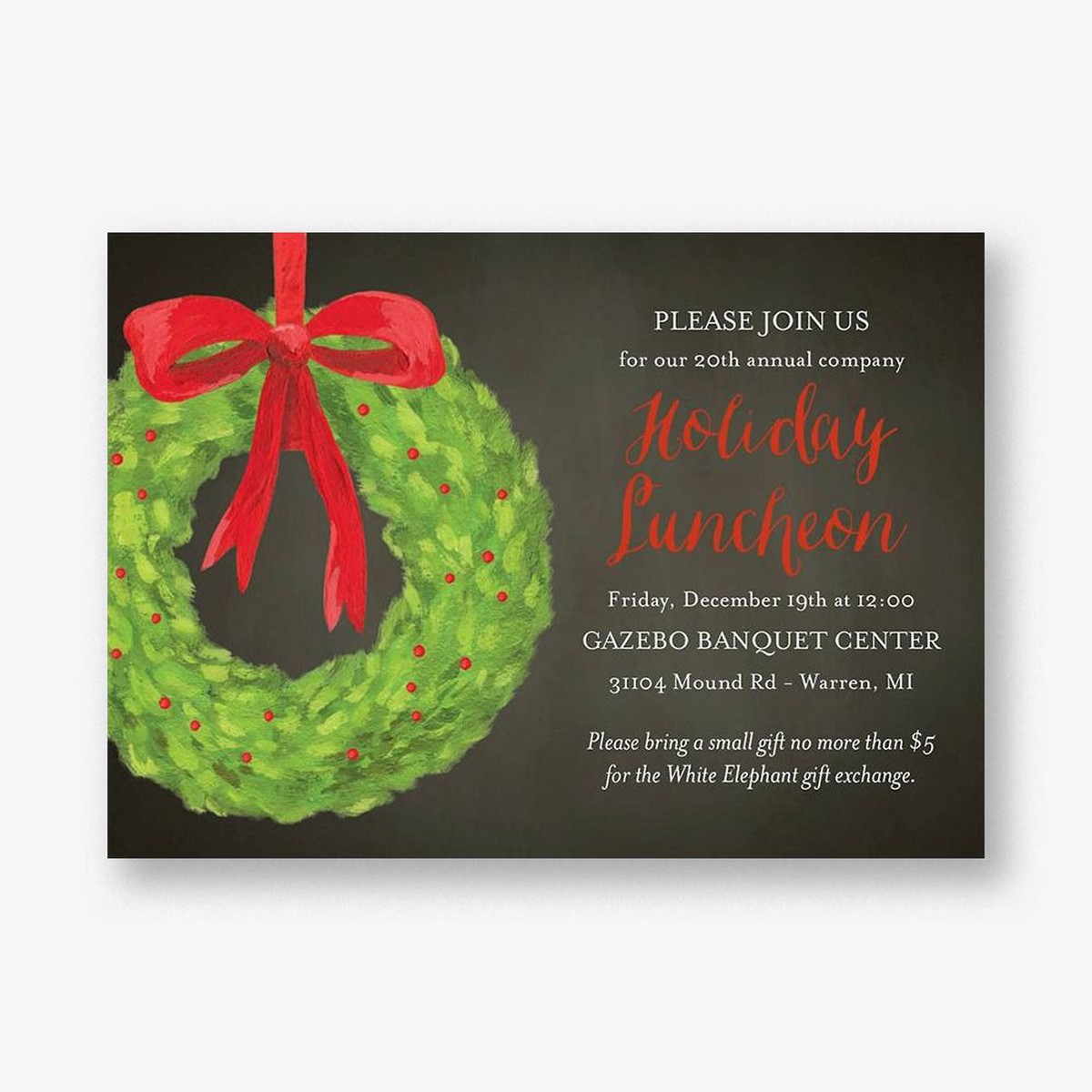 Wreath Holiday Invitation