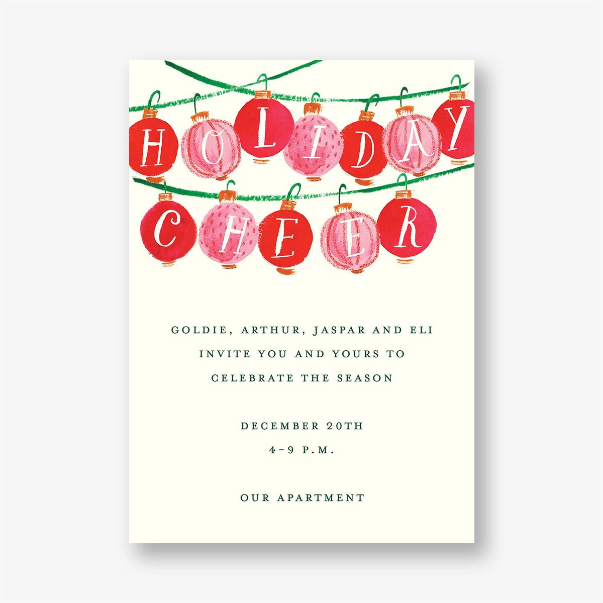 Cheery Ornaments Holiday Party Invitation