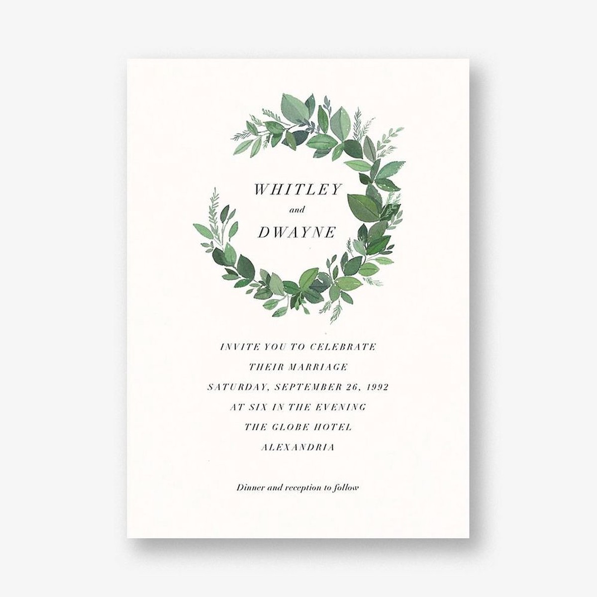 Natural Wreath Wedding Invitation