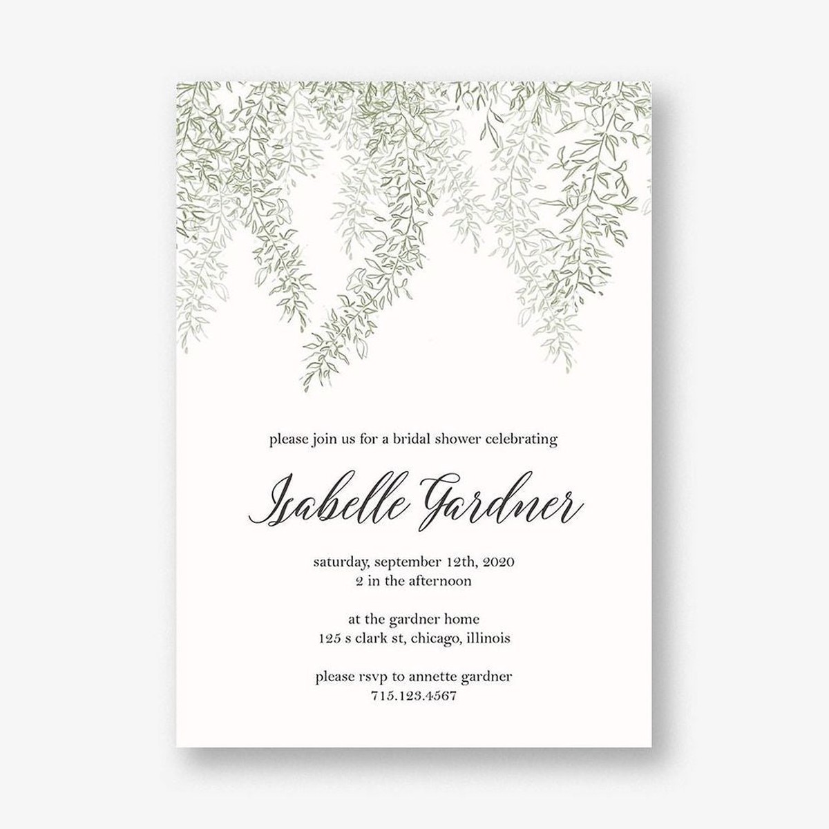 Hanging Vines Bridal Shower Invitation