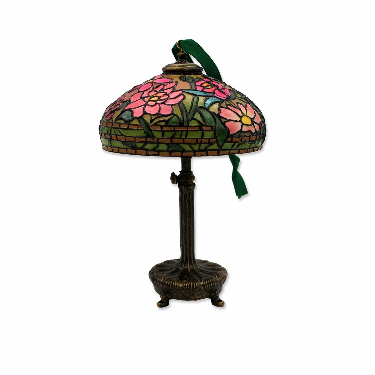Miniature Tiffany Lamp Ornament: Peony