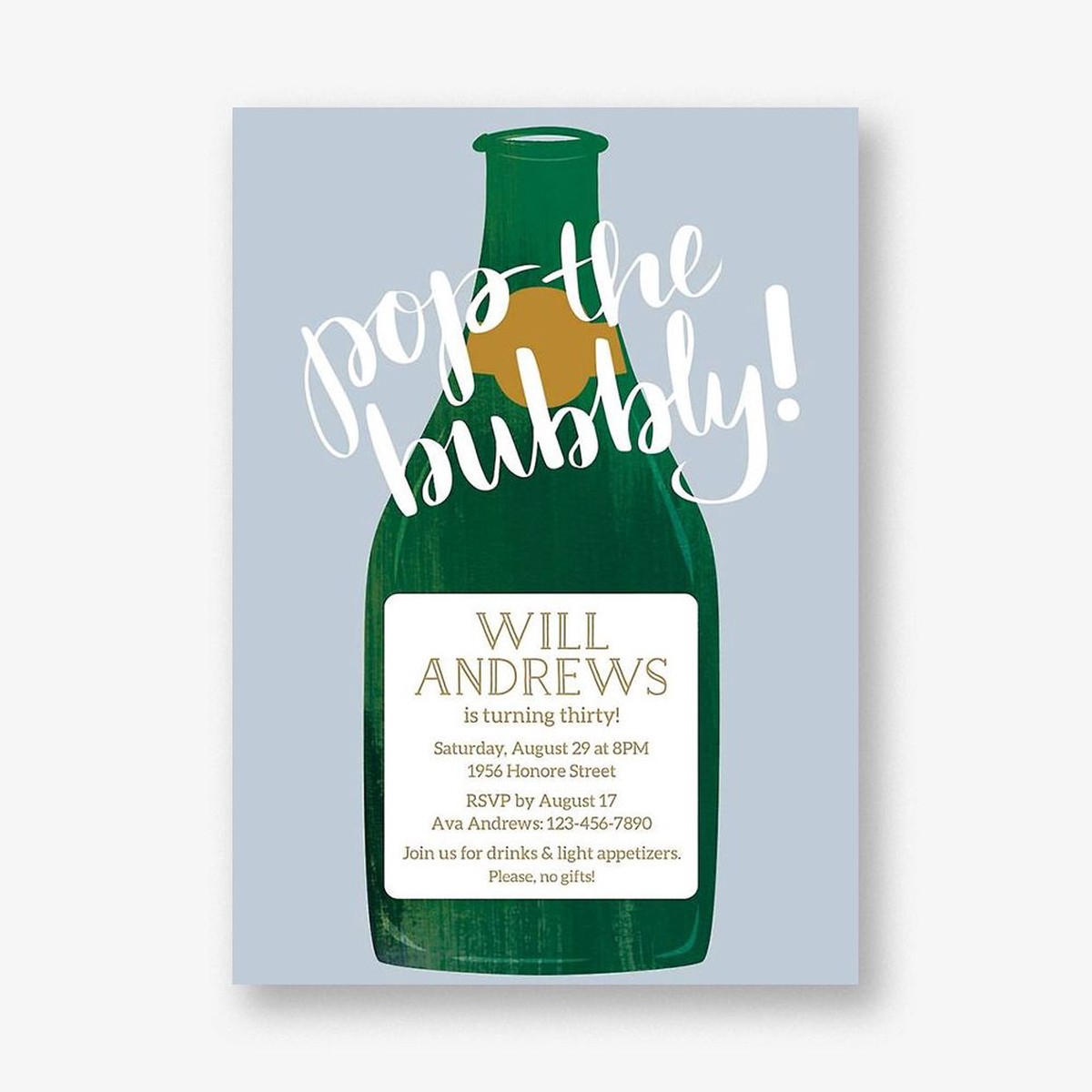 Pop the Bubbly Birthday Party Invitation