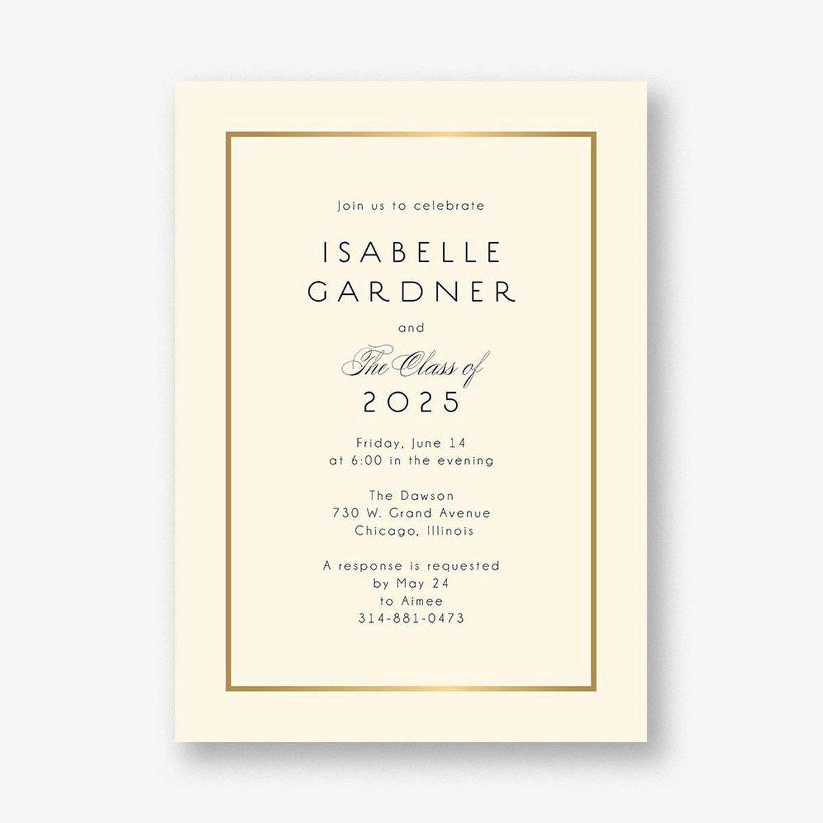 Thin Line Graduation Party Invitation