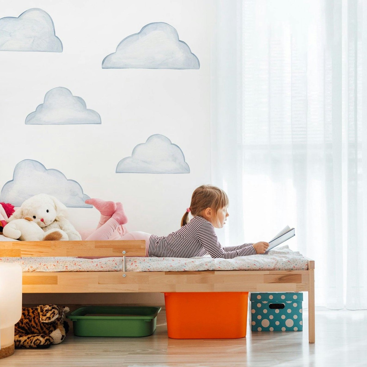 Watercolor Clouds Stylized  Large  Peel-and-Stick Wall Decals