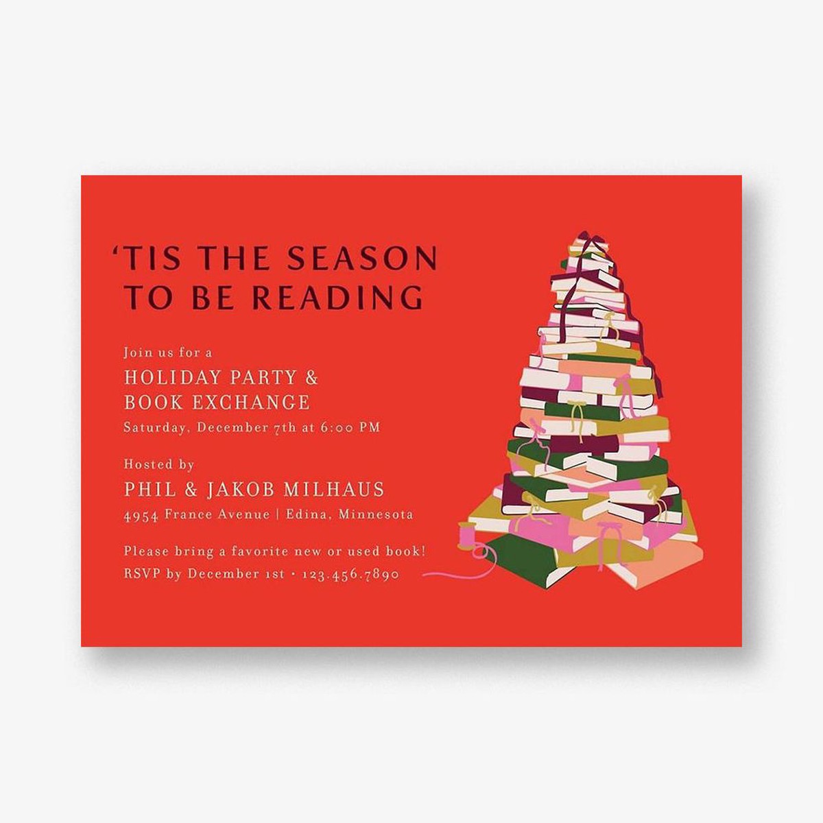 Book Tree Holiday Party Invitation