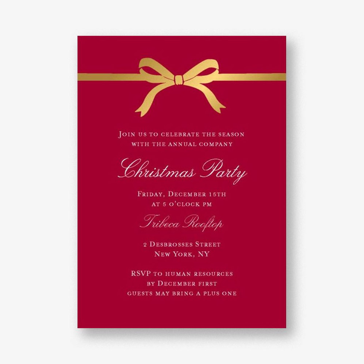 Bow Holiday Invitation