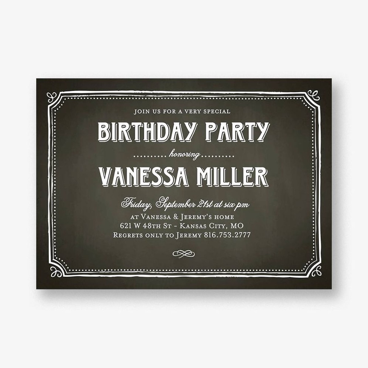 Chalk Border Birthday Party Invitation