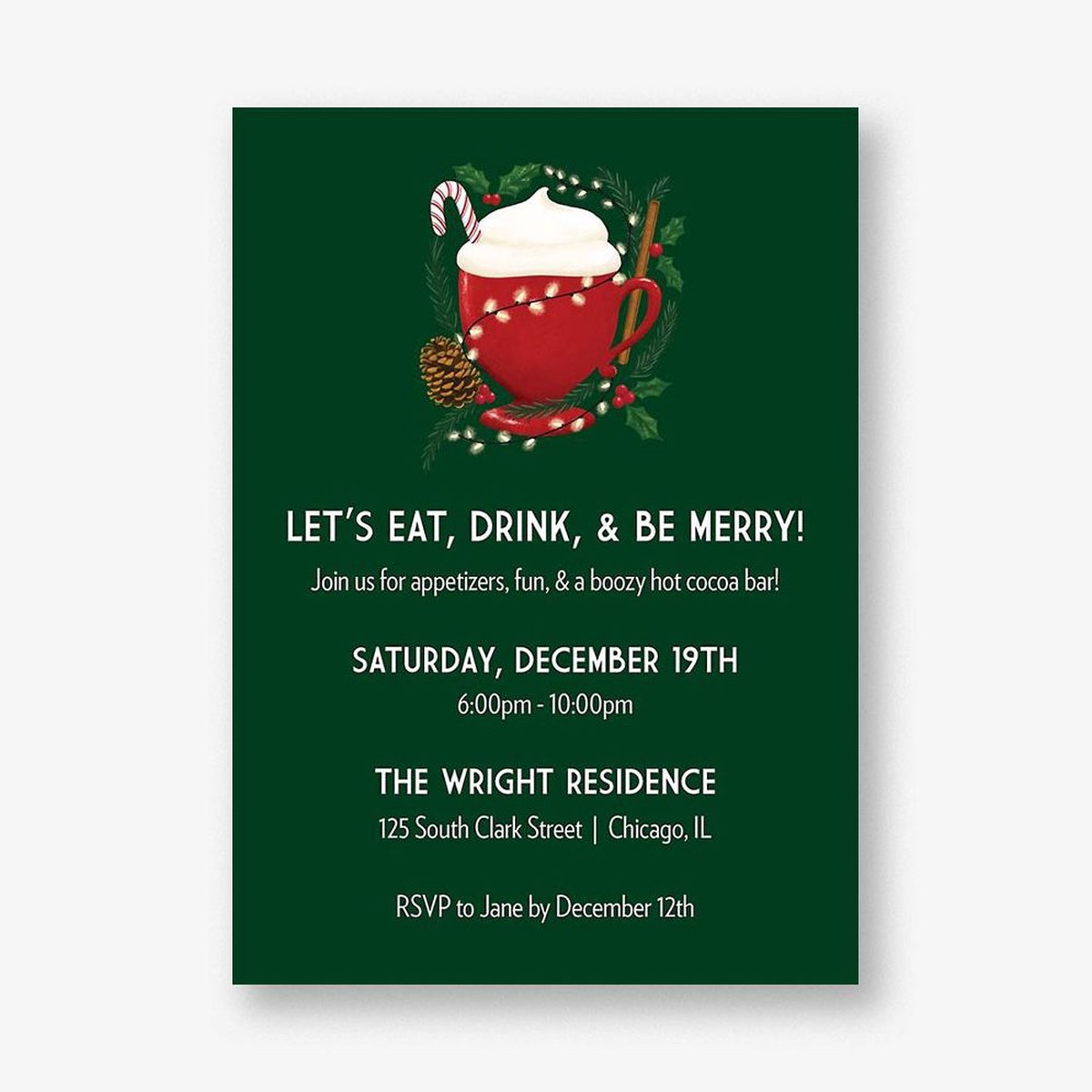 Cocoa Bar Holiday Party Invitation