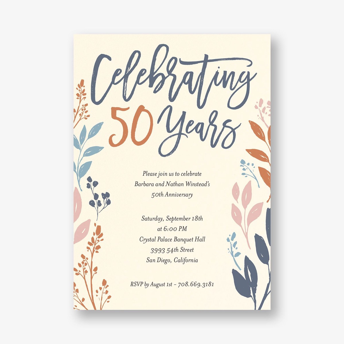 Festive Foliage Anniversary Invitation