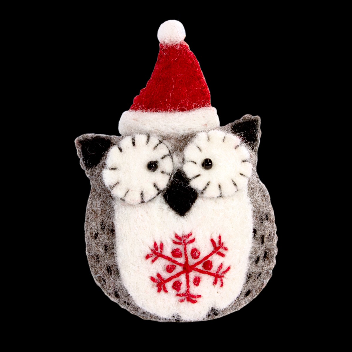 Handmade Wool Felt Snowflake Owl Ornament