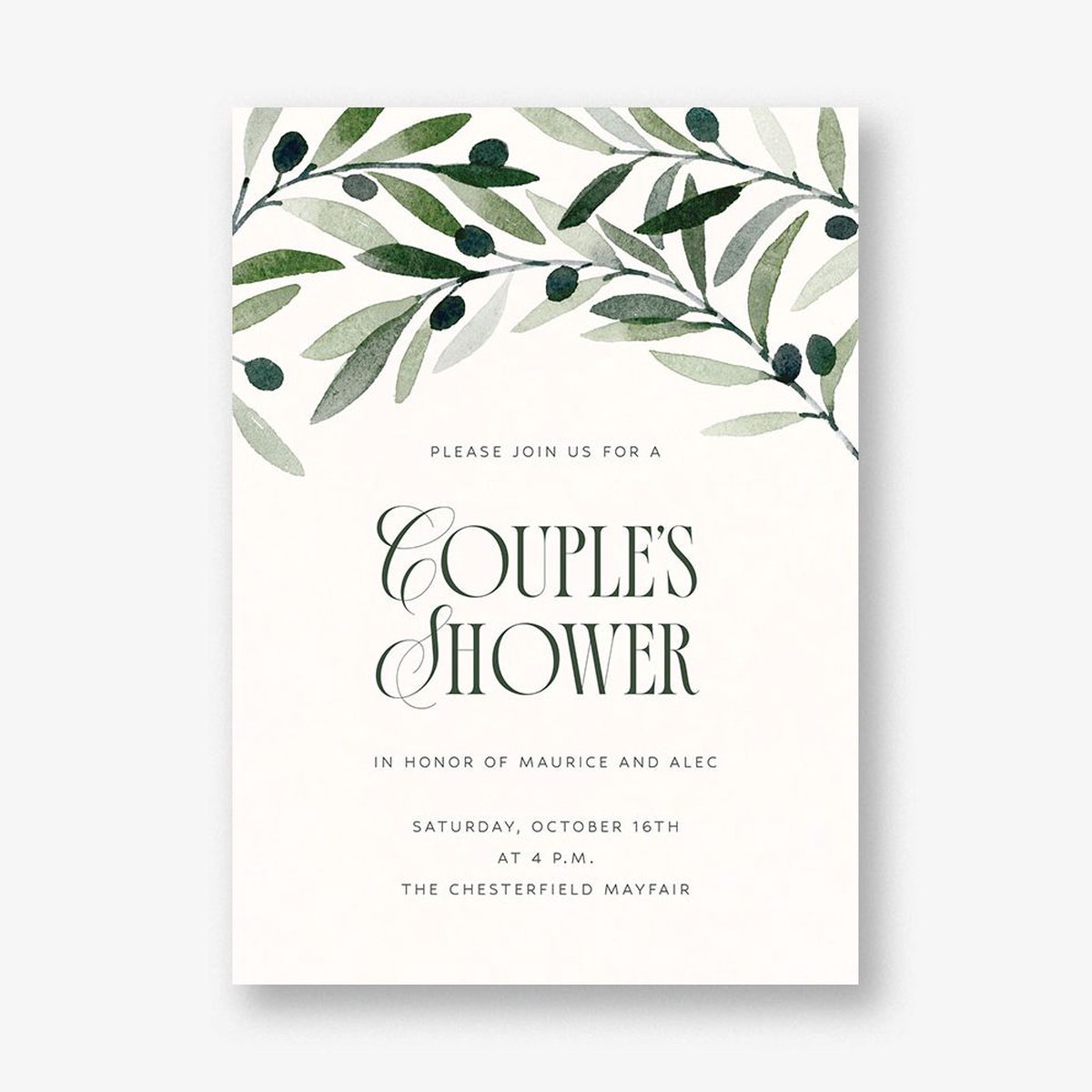 Olive Arch Bridal Shower Invitation
