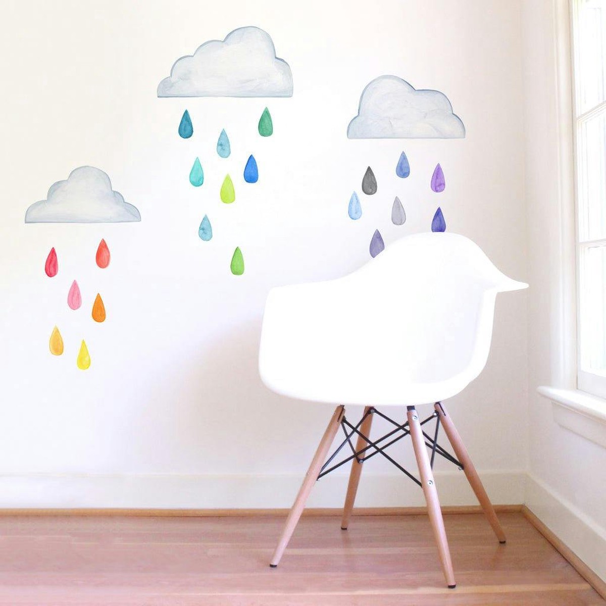 Rainbow Raindrops  Peel-and-Stick Wall Decals