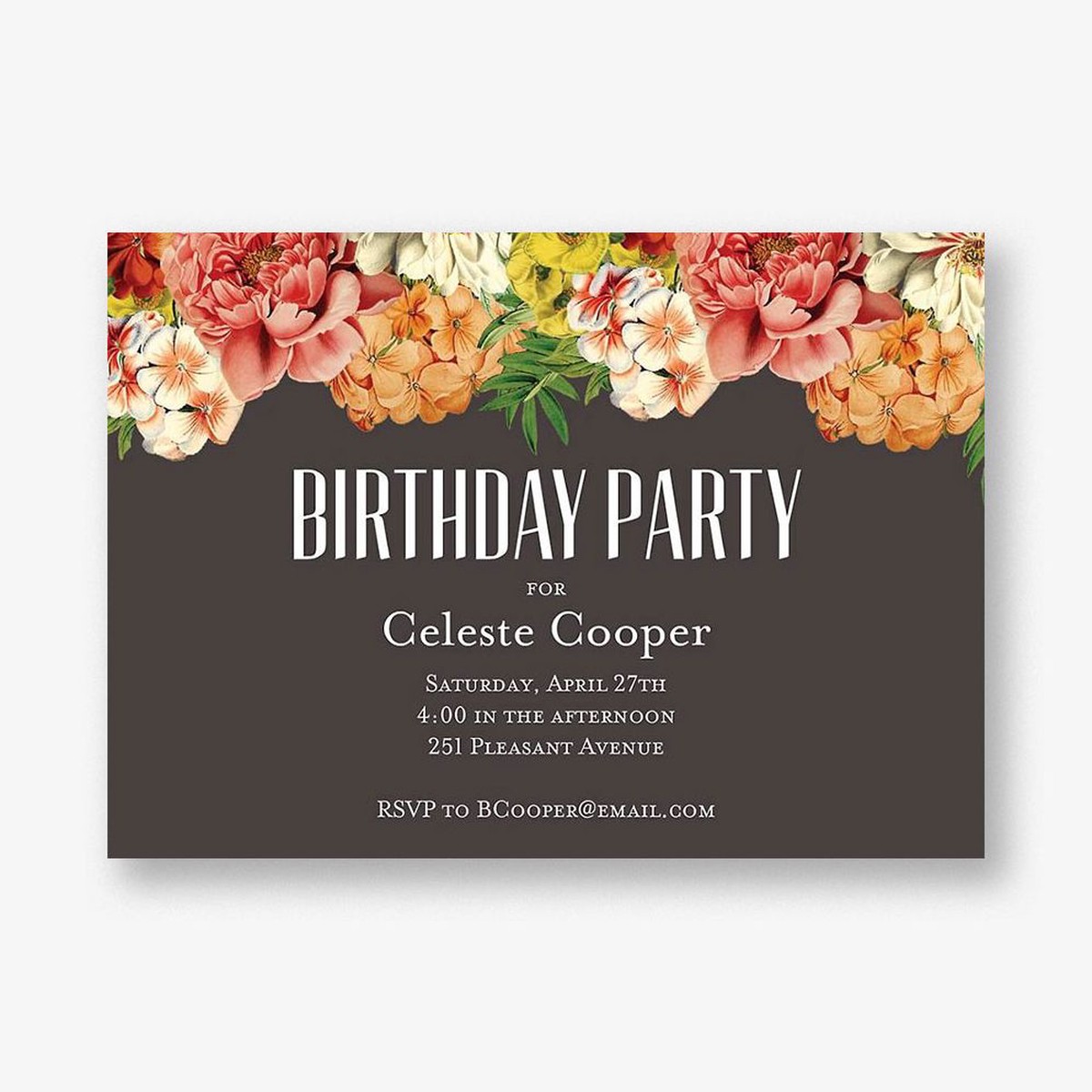 Bouquet Birthday Party Invitation