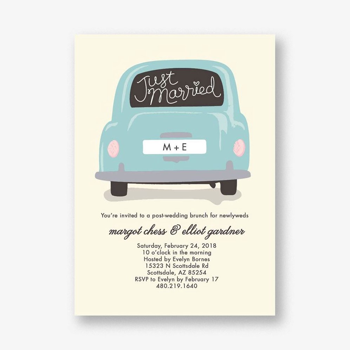 Just Married Car Wedding Brunch Invitation