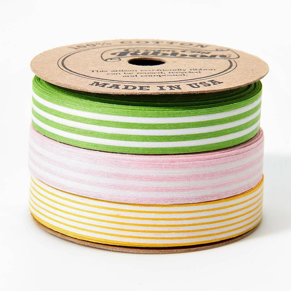 Pastel Stripe 1/2″ Cotton Ribbon Collection S/3