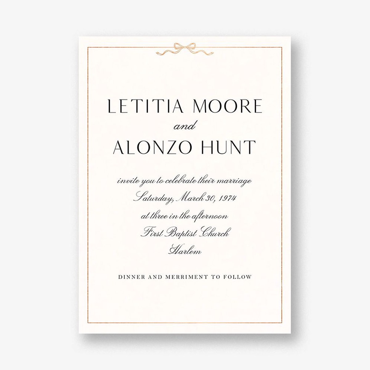 Bow Border Foil Wedding Invitation