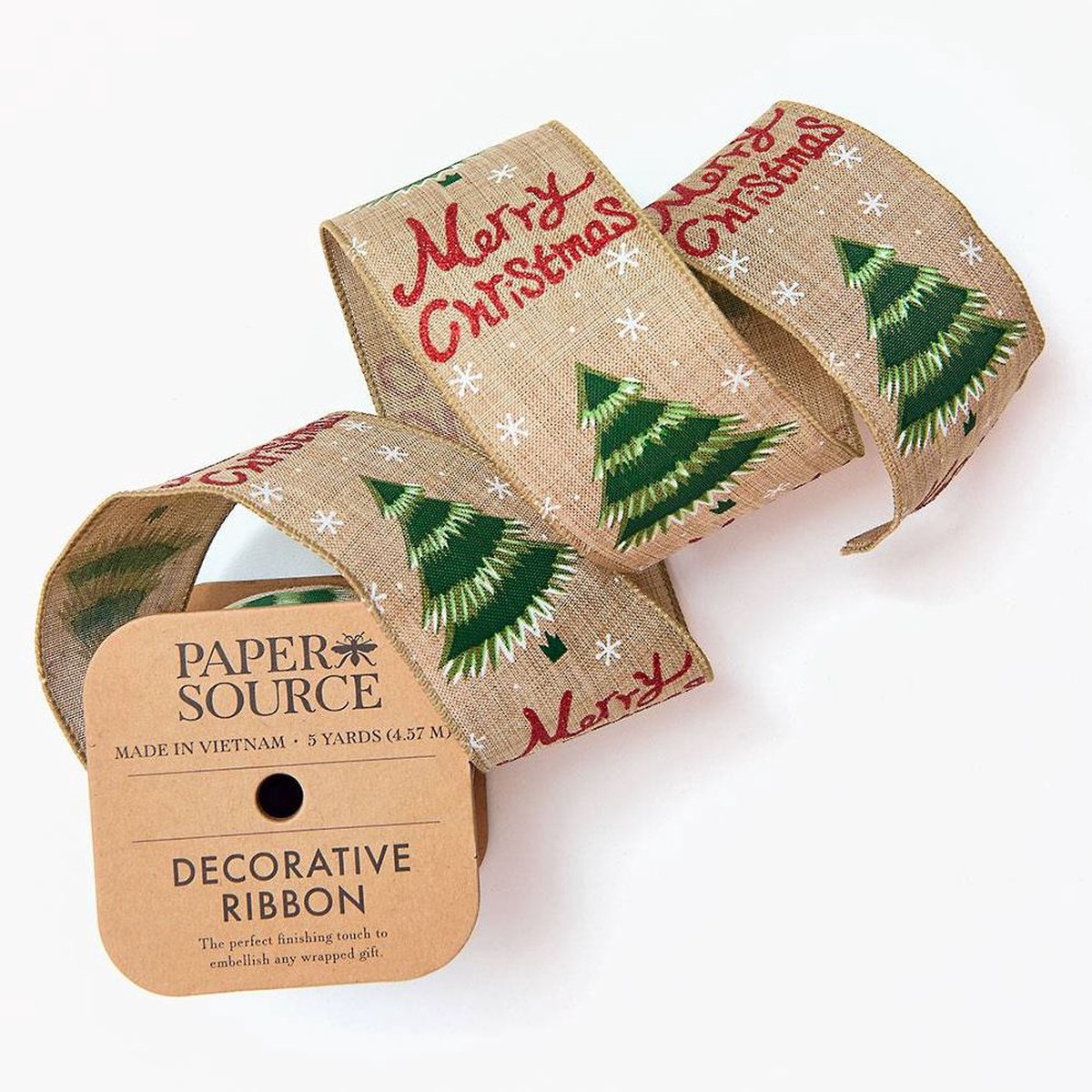 Christmas Tree Burlap Wired Ribbon 2.5″ 5 YD