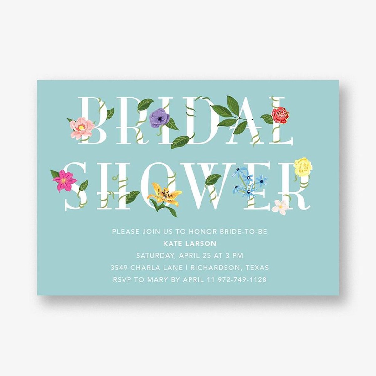 Floral Letters Bridal Shower Invitation