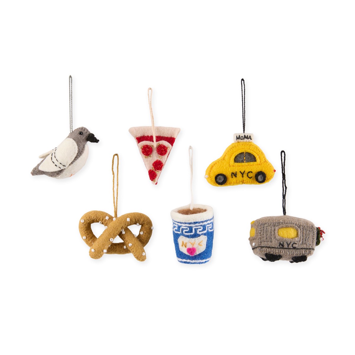 MoMA NYC Mini Felt Holiday Ornaments – Set of 6