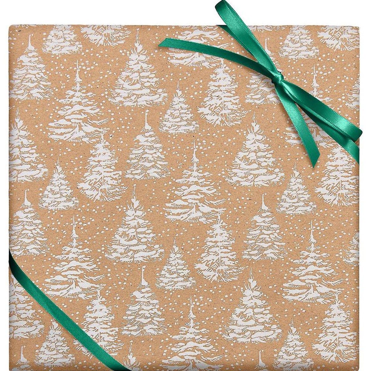 White Glitter Kraft Trees Roll Wrap 28X59″
