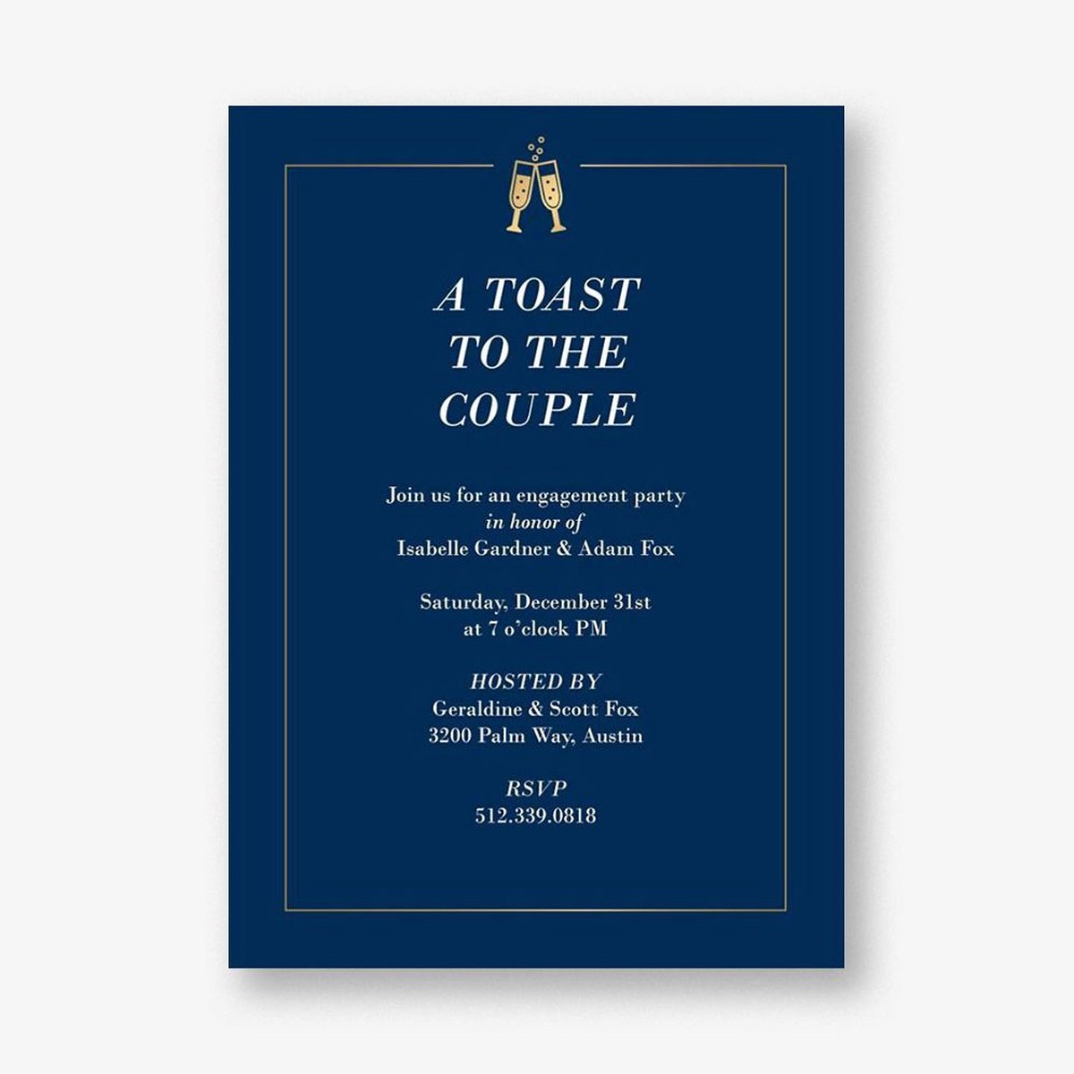 Champagne Border Engagement Party Invitation