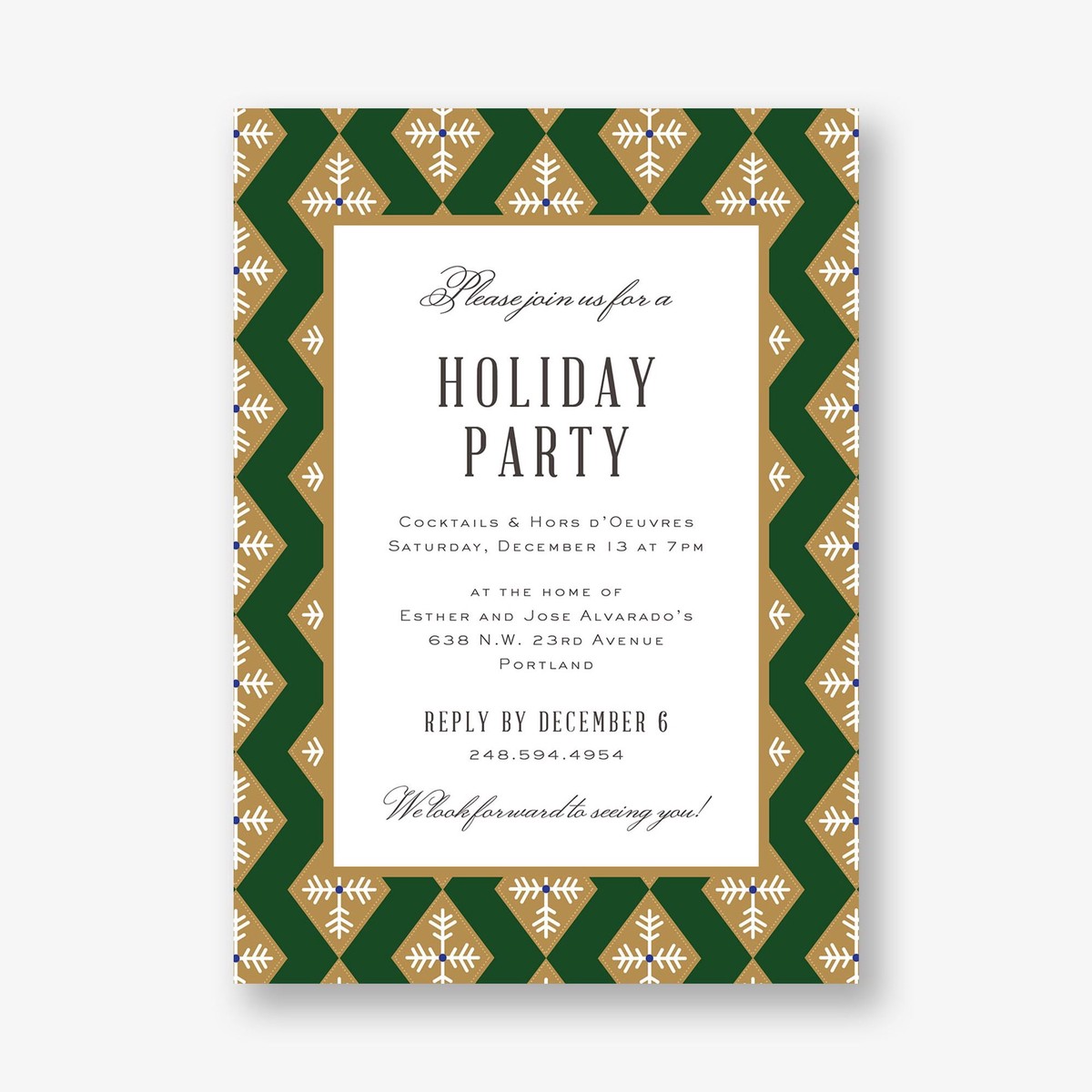 Diamond Snowflakes Holiday Party Invitation