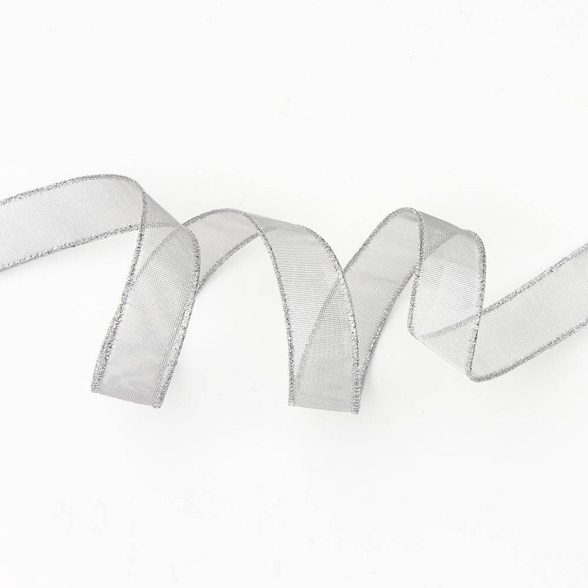 Silver Organdy Wired Ribbon 1″ 10 YD