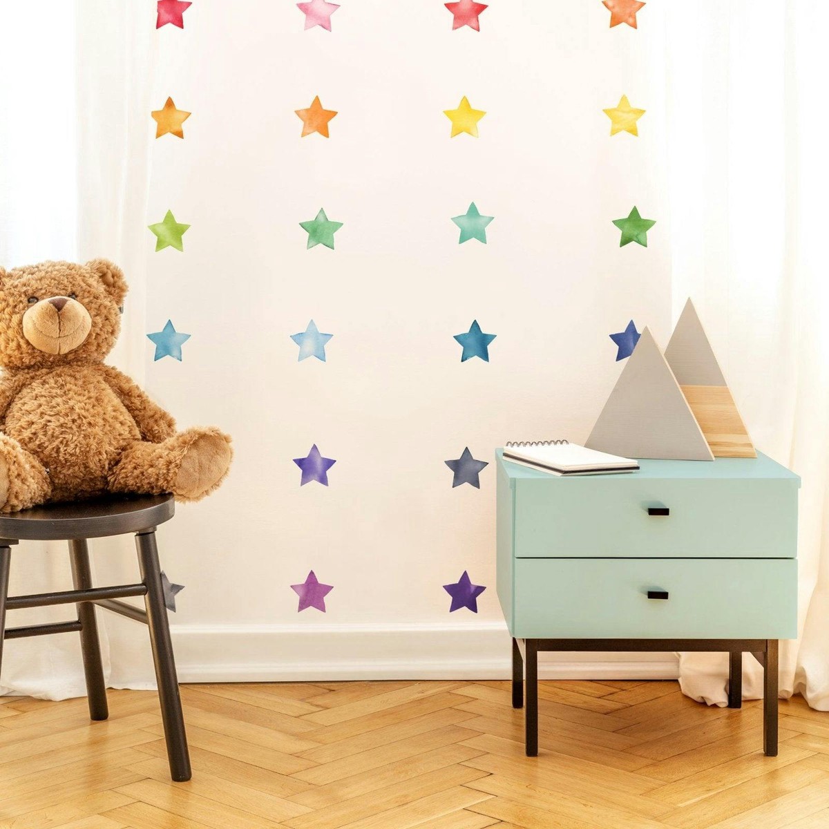 Watercolor Stars  Rainbow  Small  Peel-and-Stick Wall Decals