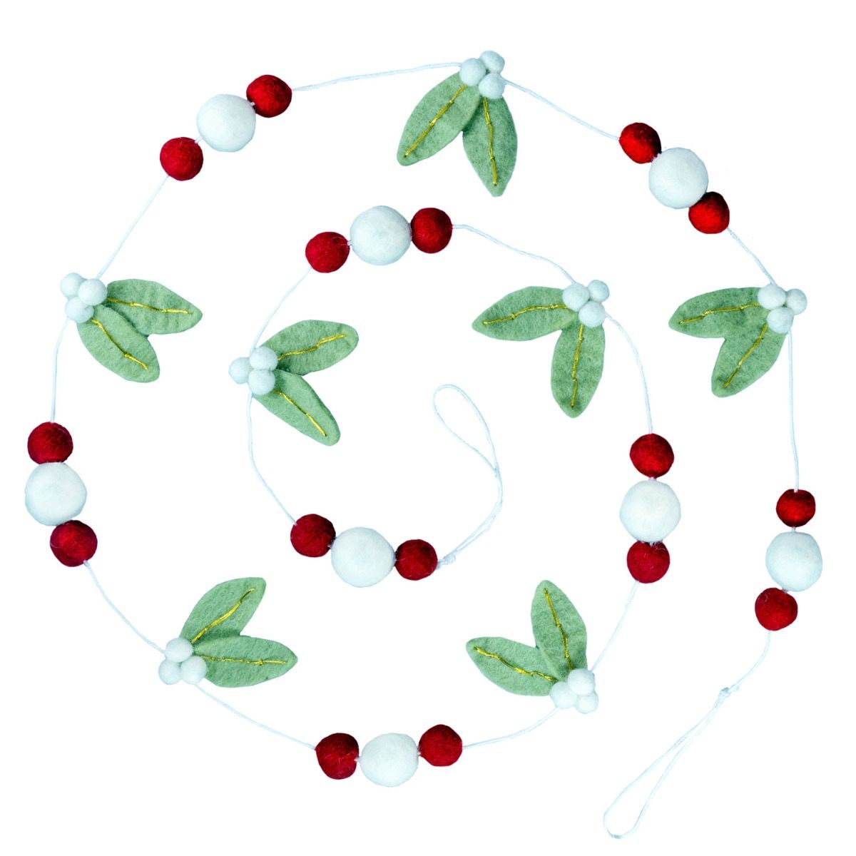 Handmade Wool Felt Mistletoe Garland