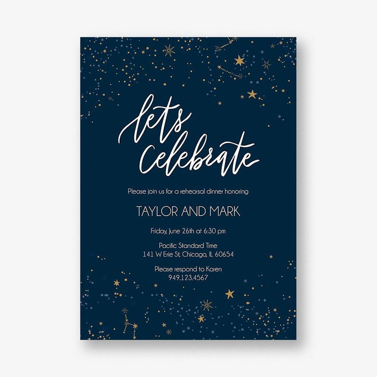 Let’s Celebrate Constellation Rehearsal Dinner Invitation