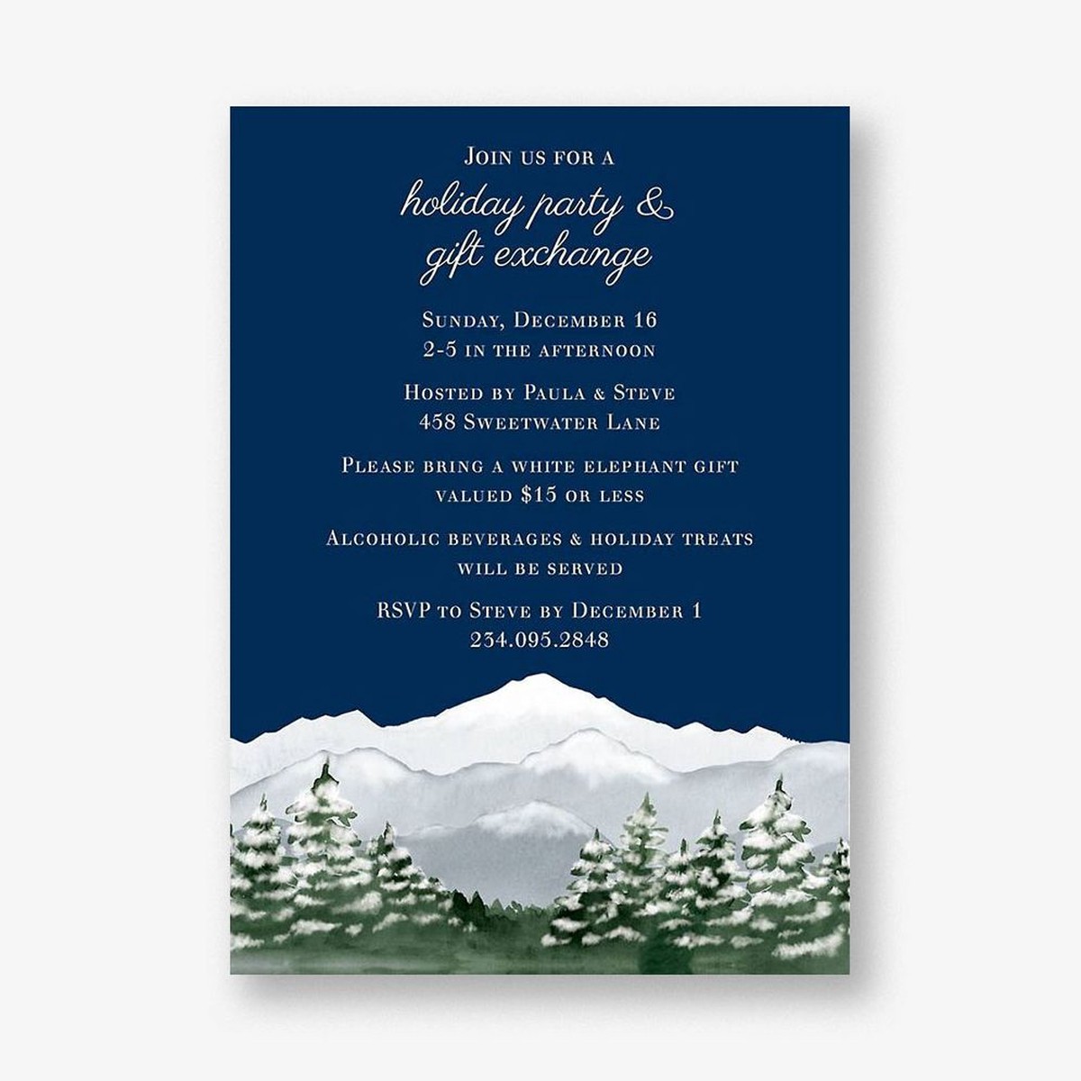 Snowy Mountains Party Invitation
