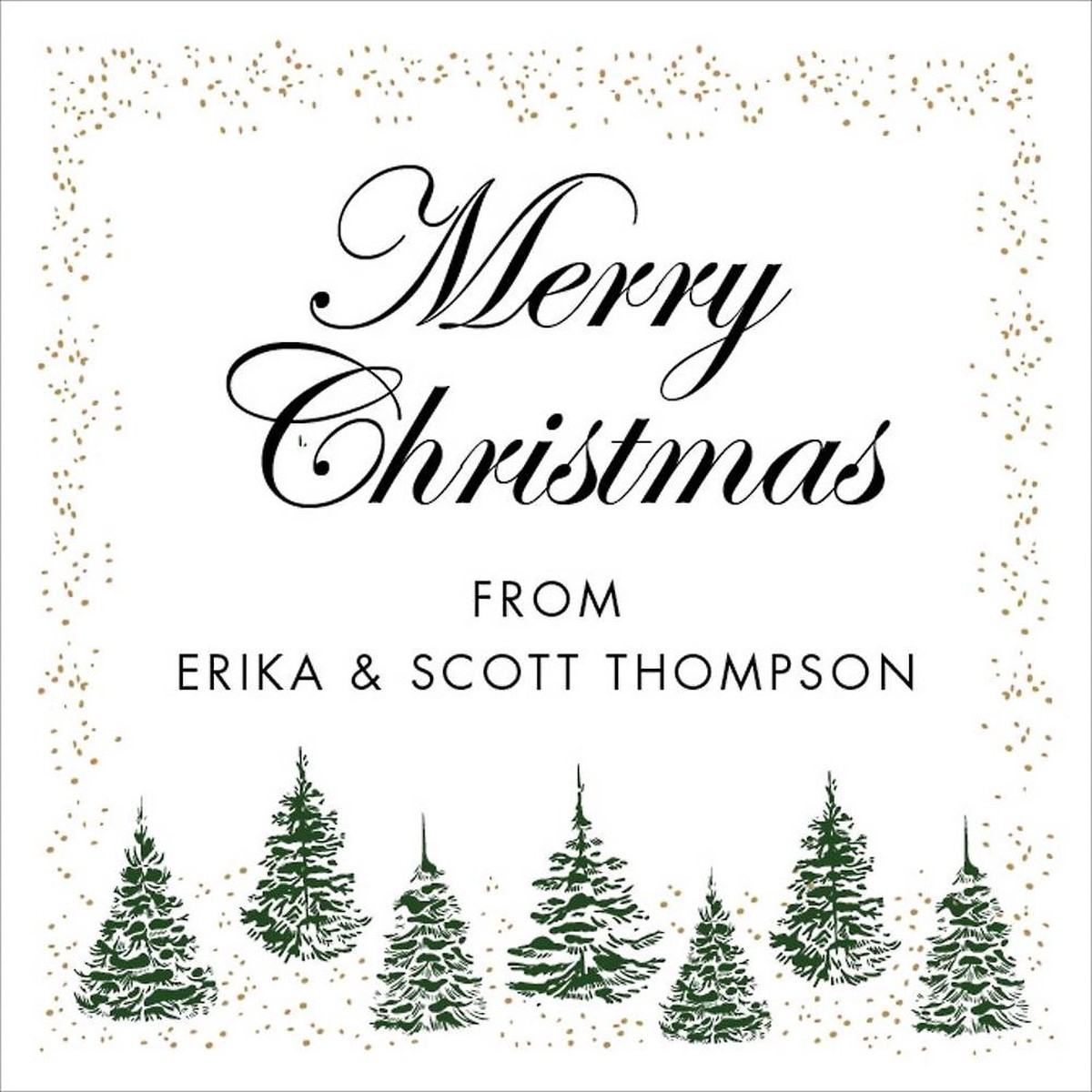 Snowy Winter Green Tree Border Holiday Gift Tag Label