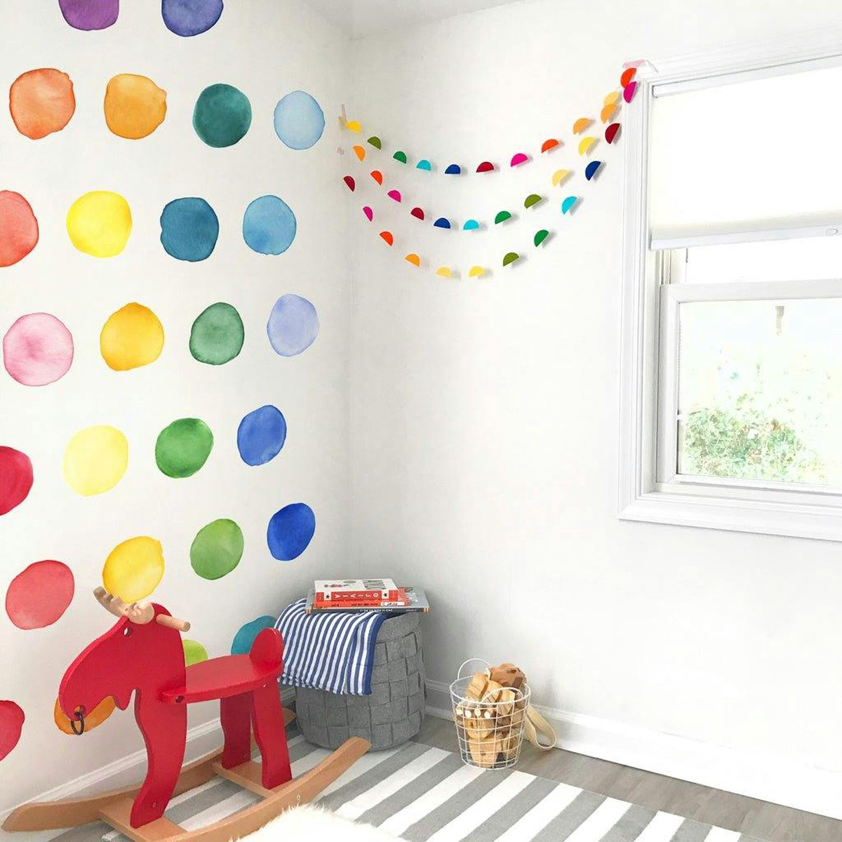 Watercolor Dots  Rainbow  Large  Peel-and-Stick Wall Decals