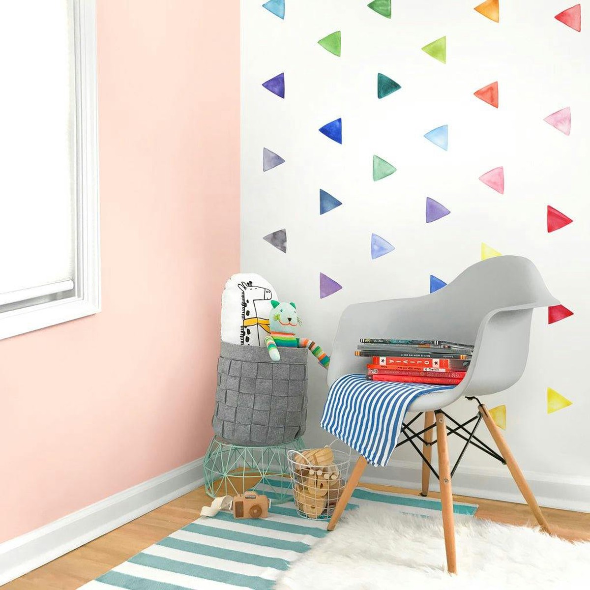 Watercolor Triangles  Rainbow  Small  Peel-and-Stick Wall Decals