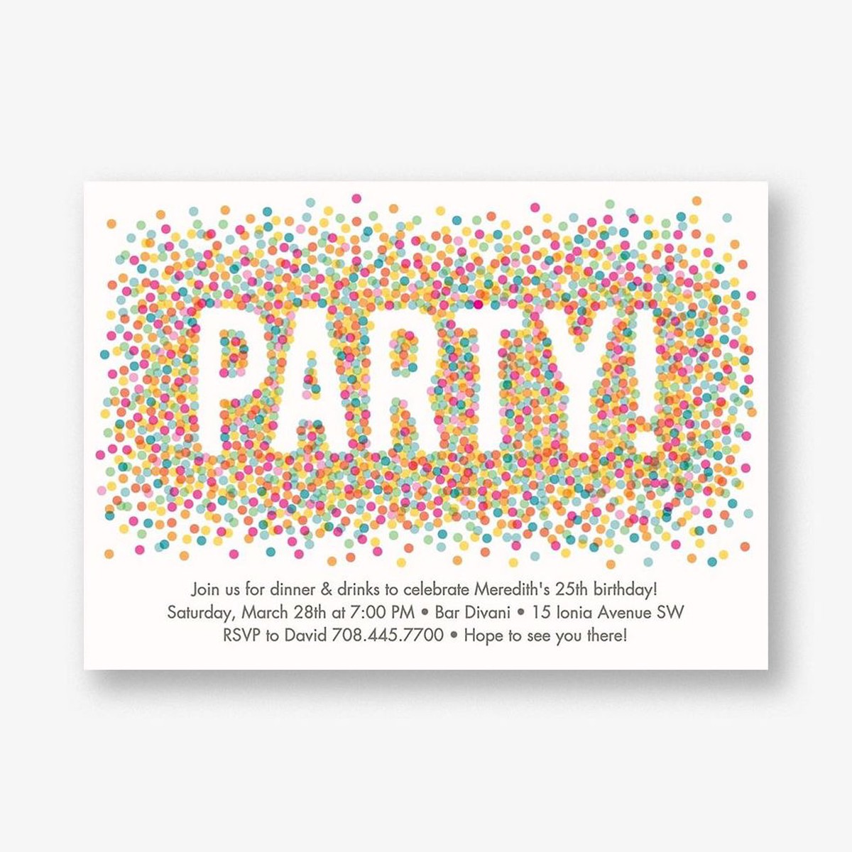 Colored Confetti Party Invitation