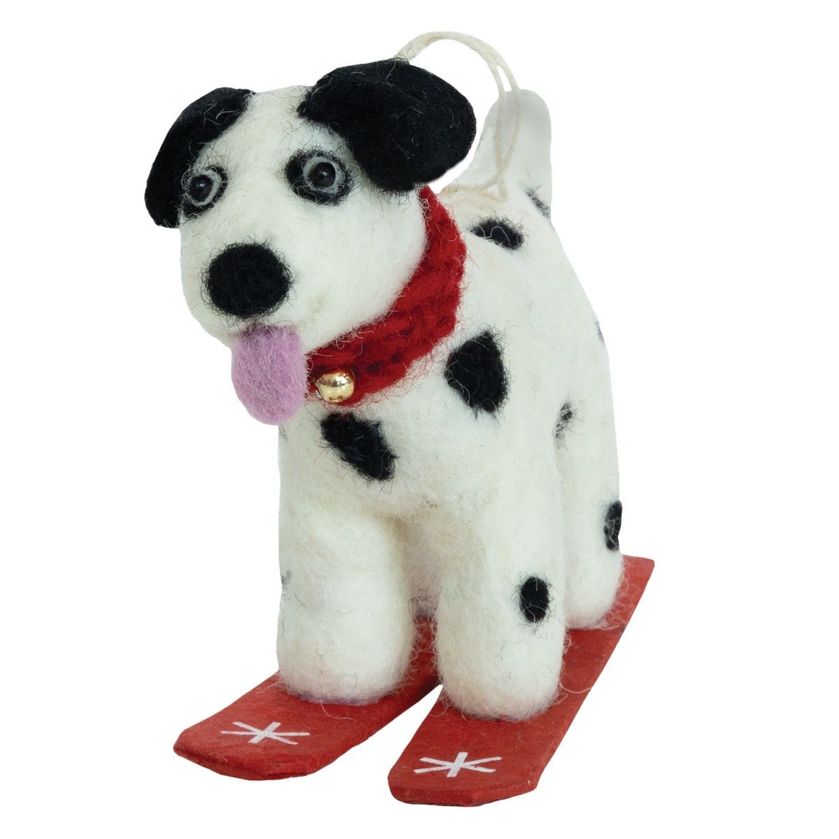 Handmade Wool Felt Skiing Dalmatian Ornament