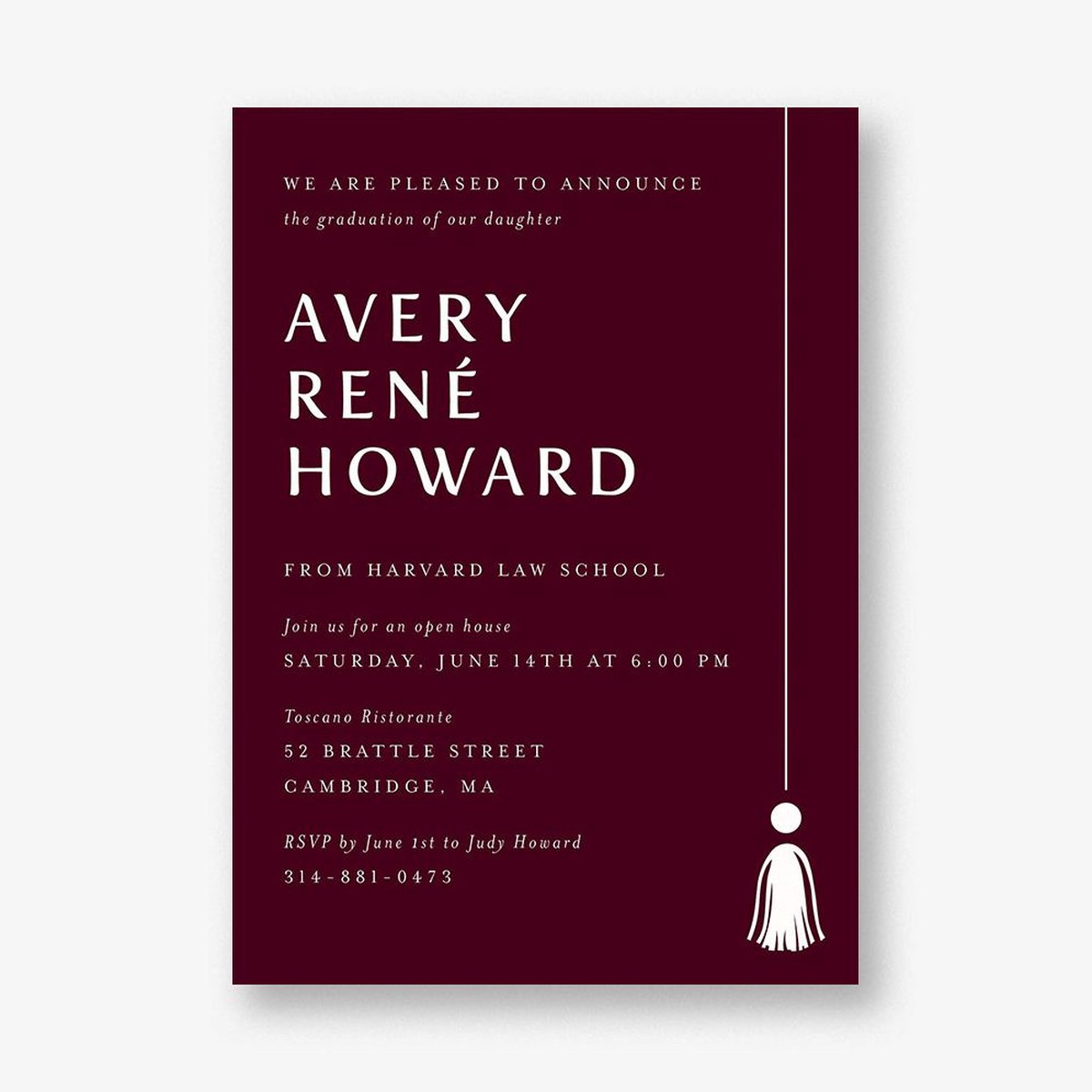 Tall Tassel Graduation Invitation
