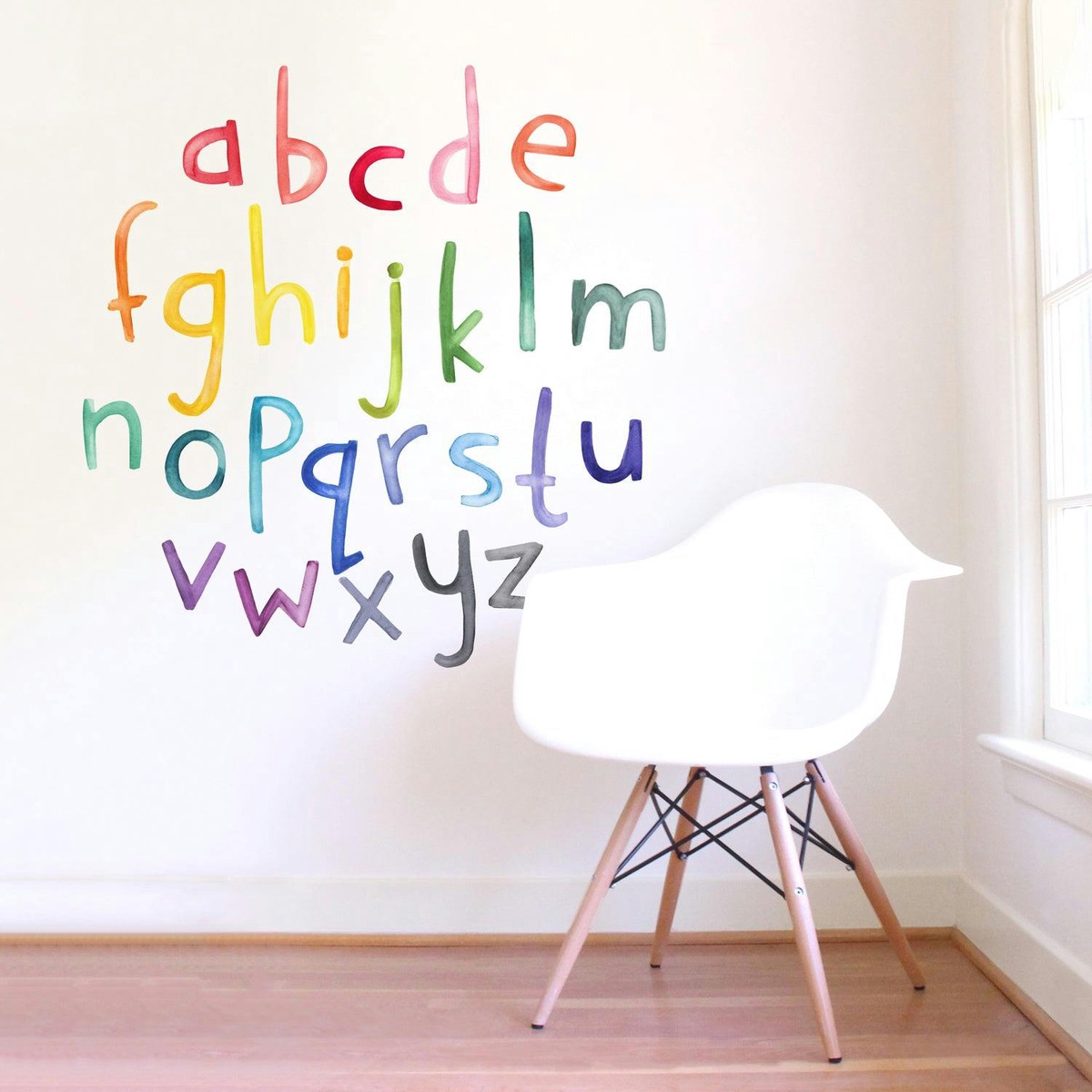 Watercolor Alphabet Lowercase  Rainbow  Peel-and-Stick Wall Decals