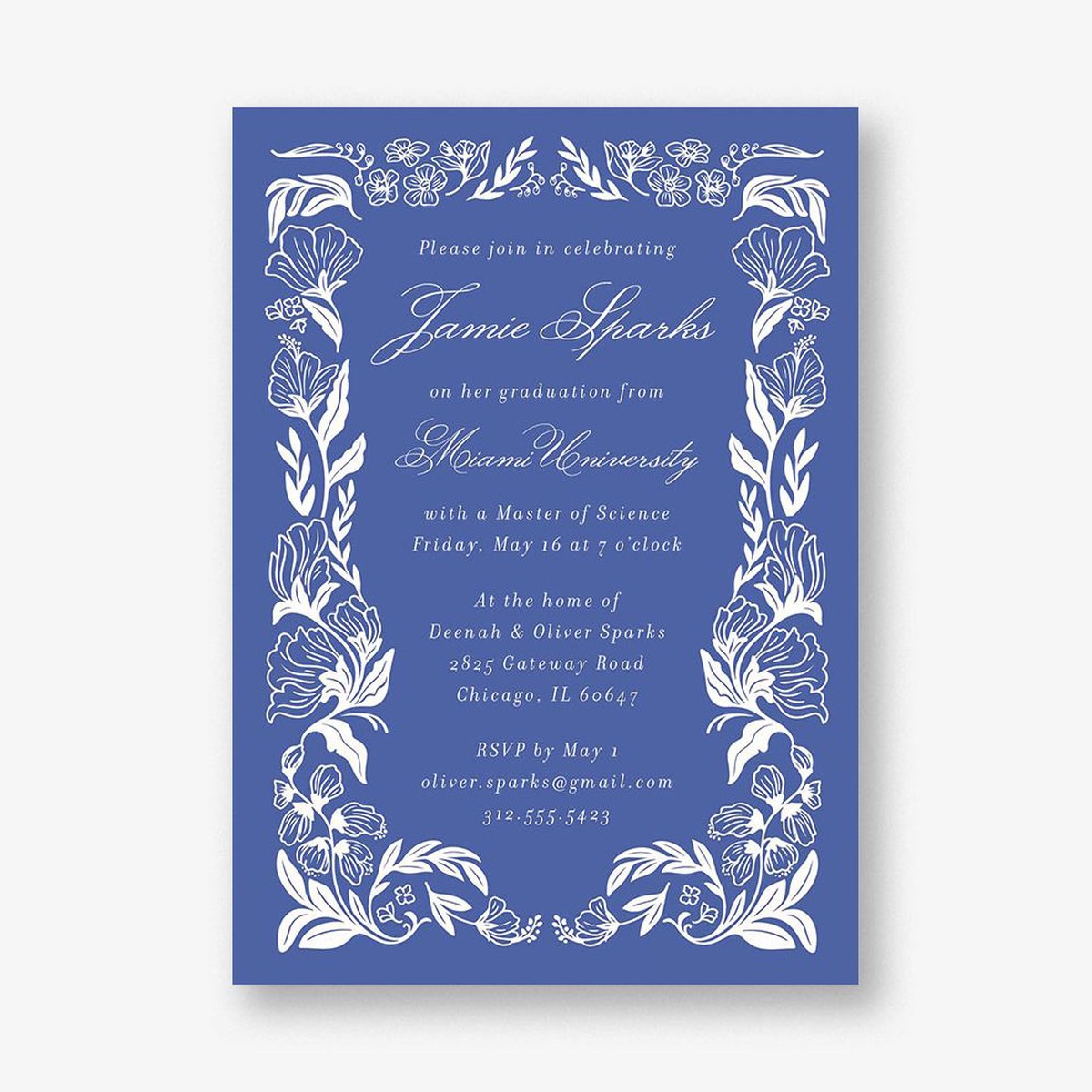 Wild Floral Frame Graduation Invitation