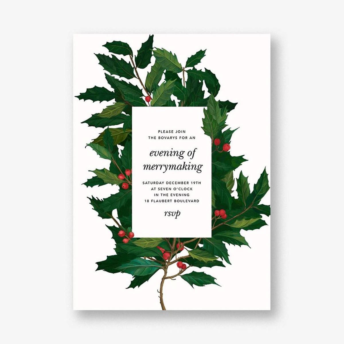 English Holly Invitation