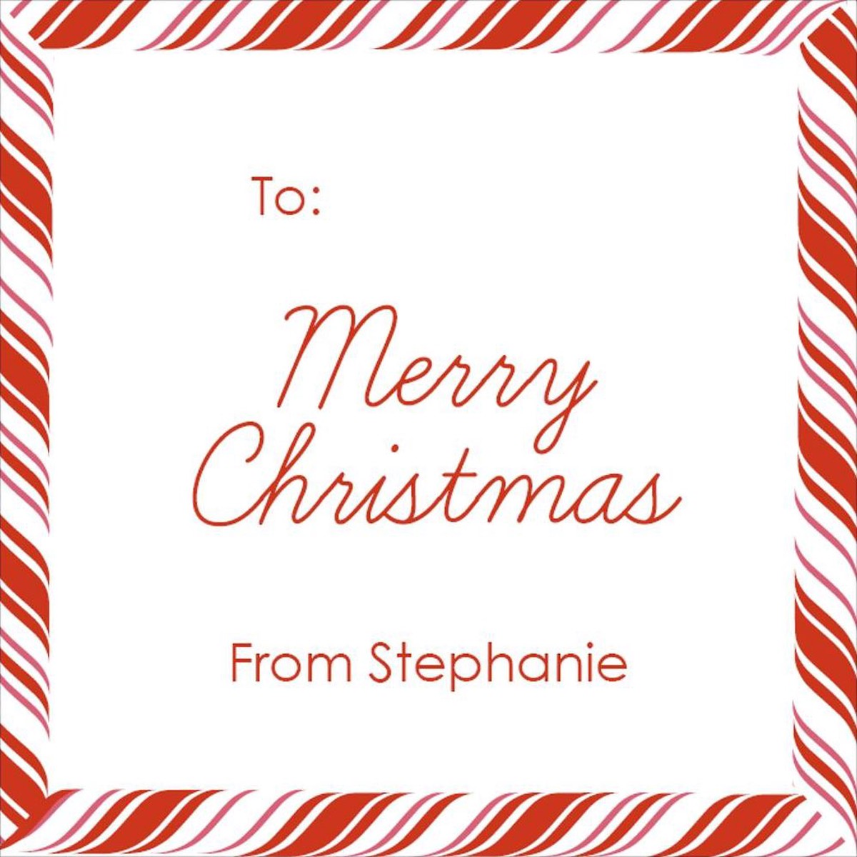 Peppermint Border Holiday Gift Tag Label