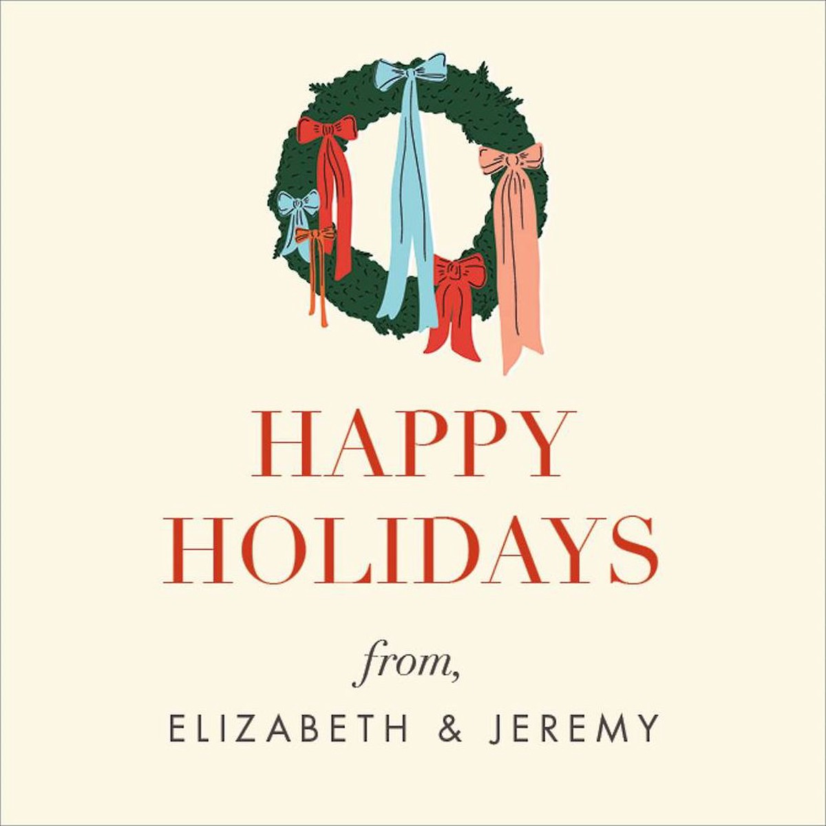Ribbons and Bows Wreath Holiday Gift Tag Label