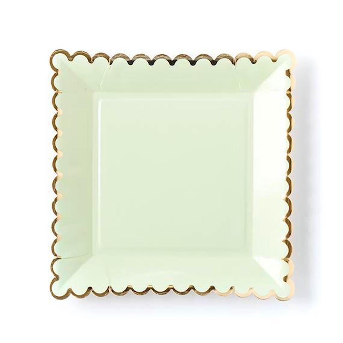 Large Mint Green Plates with Gold Foil